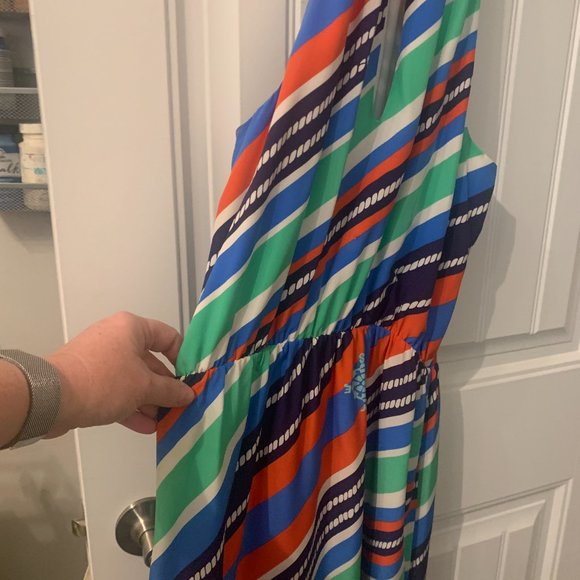 Lilly Pulitzer Kennett Multi-overboard Stripe Braided Chain Halter Dress - Picture 4 of 5